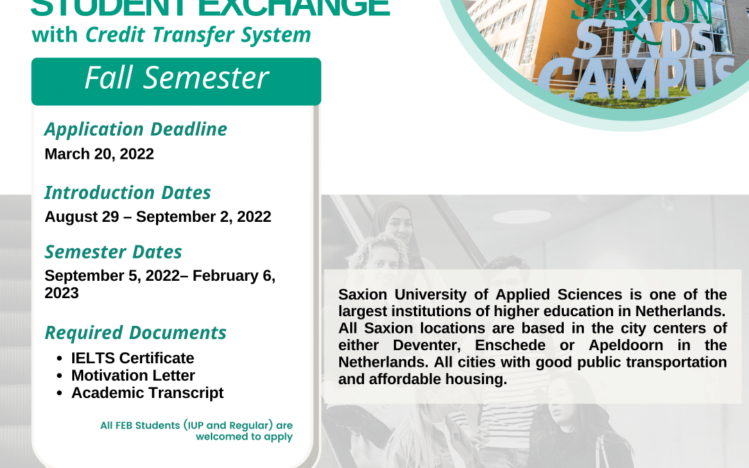 Saxion University of Applied Sciences Exchange Program (with Credit Transfer System)